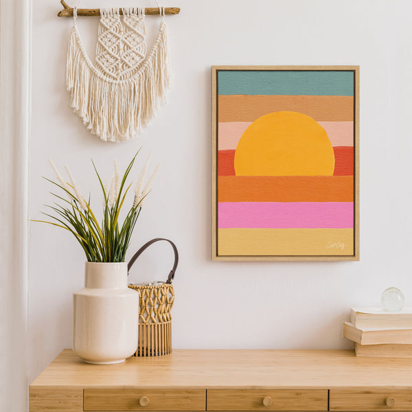 Kate & Laurel Sylvie Sunset Waves Framed Canvas By Cat Coquillette