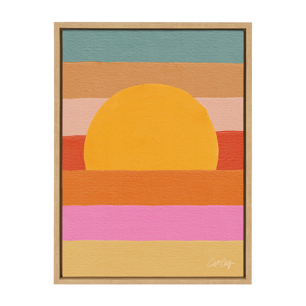 Kate & Laurel Sylvie Sunset Waves Framed Canvas By Cat Coquillette