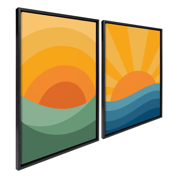 Kate & Laurel Sylvie Sunshine 1 And 2 Framed Canvas Art Set By Carrie Cantwell