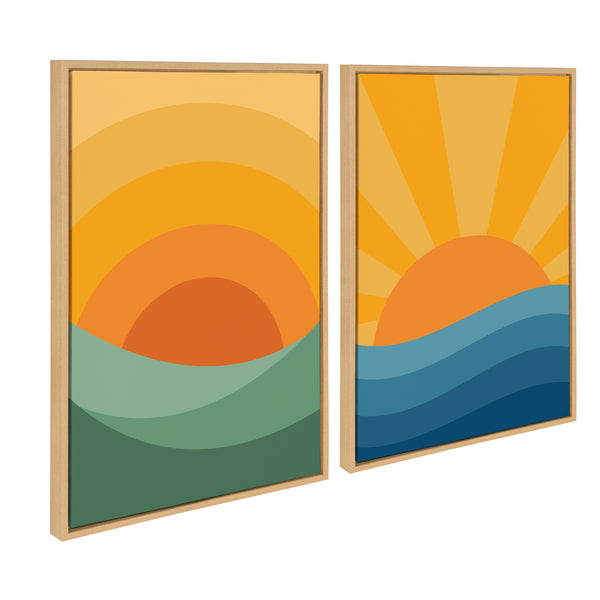 kate & laurel Sylvie Sunshine 1 and 2 Framed Canvas Art Set by Carrie Cantwell