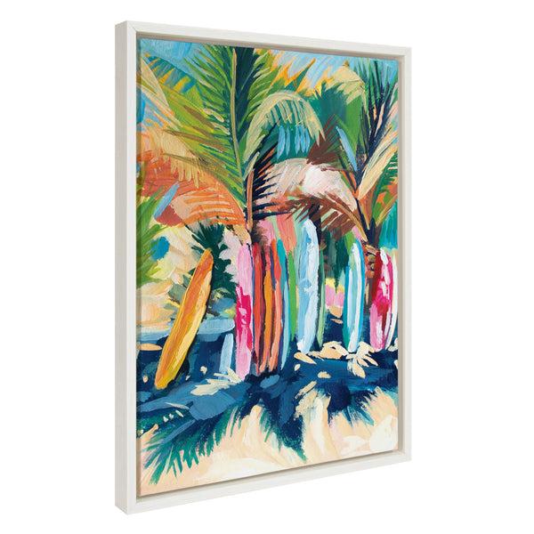Kate & Laurel Sylvie Surf And Sand Framed Canvas By Rachel Christopoulos