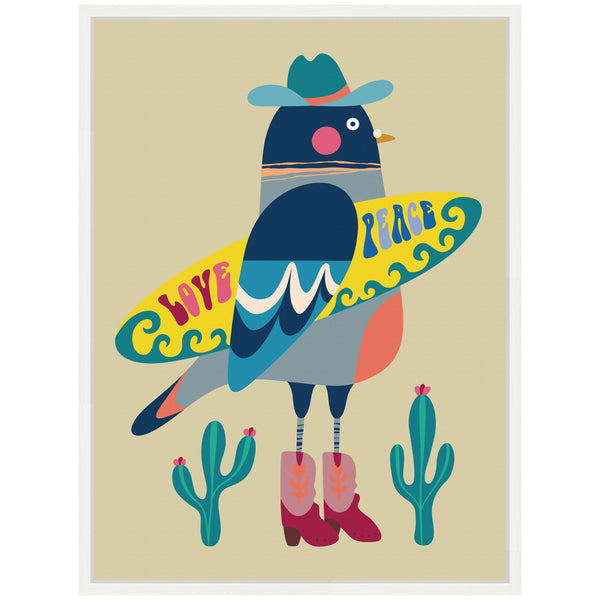 Kate & Laurel Sylvie Surfer Pigeon Framed Canvas By Rachel Lee