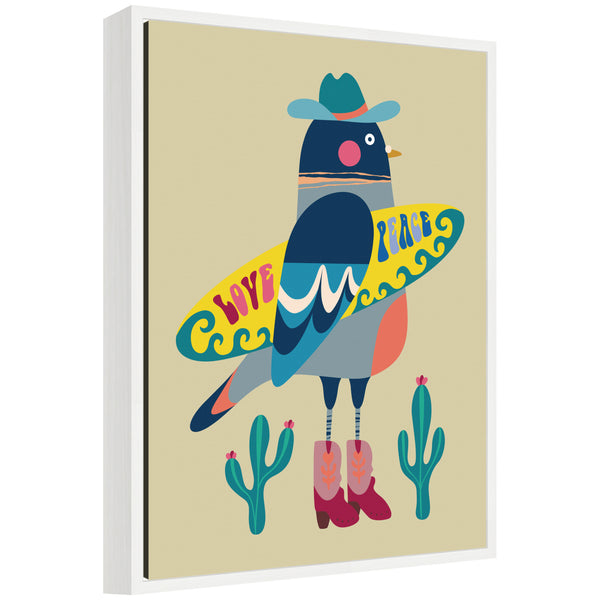 kate & laurel Sylvie Surfer Pigeon Framed Canvas by Rachel Lee