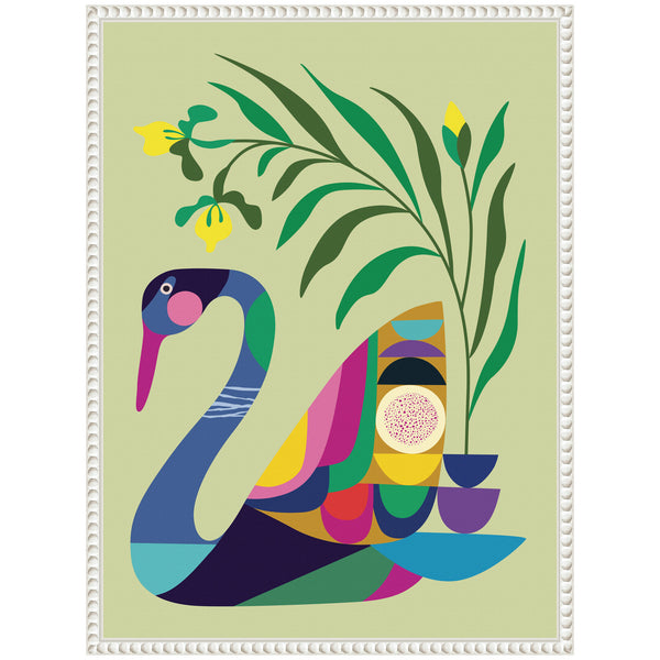 Kate & Laurel Sylvie Swan Vase Framed Canvas By Rachel Lee