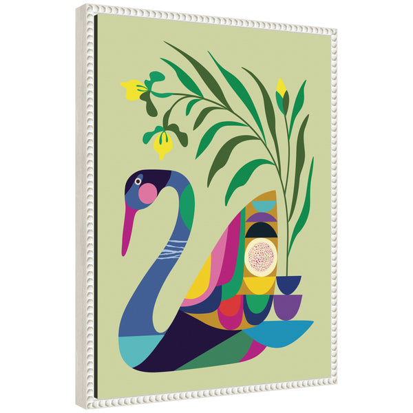 kate & laurel Sylvie Swan Vase Framed Canvas by Rachel Lee