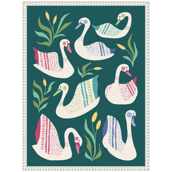 Kate & Laurel Sylvie Swans Pond Framed Canvas By Rachel Lee