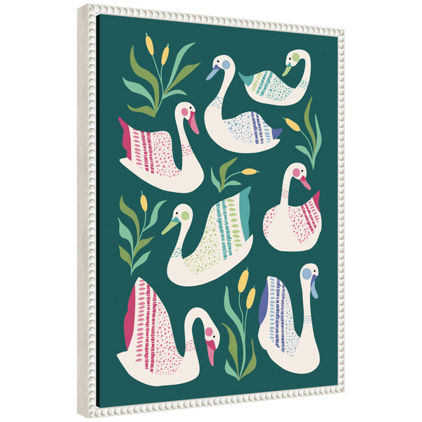 kate & laurel Sylvie Swans Pond Framed Canvas by Rachel Lee