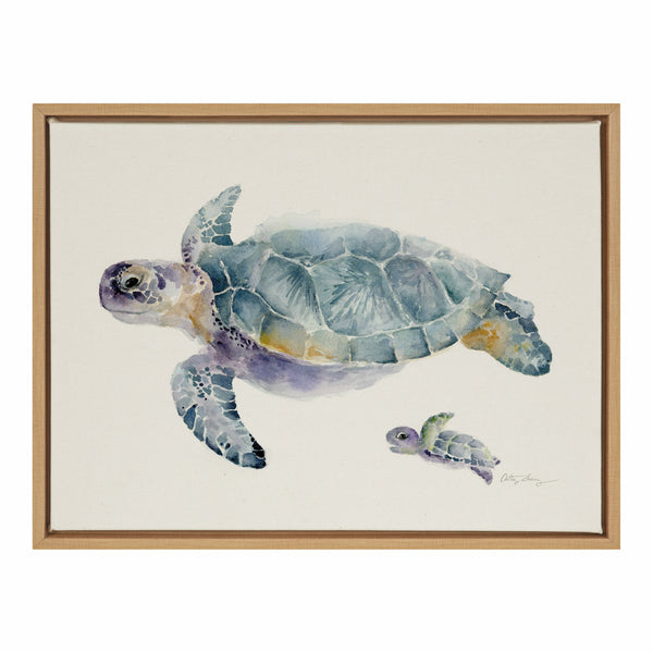 kate & laurel Sylvie Swim Along with Me Framed Canvas by Cathy Zhang