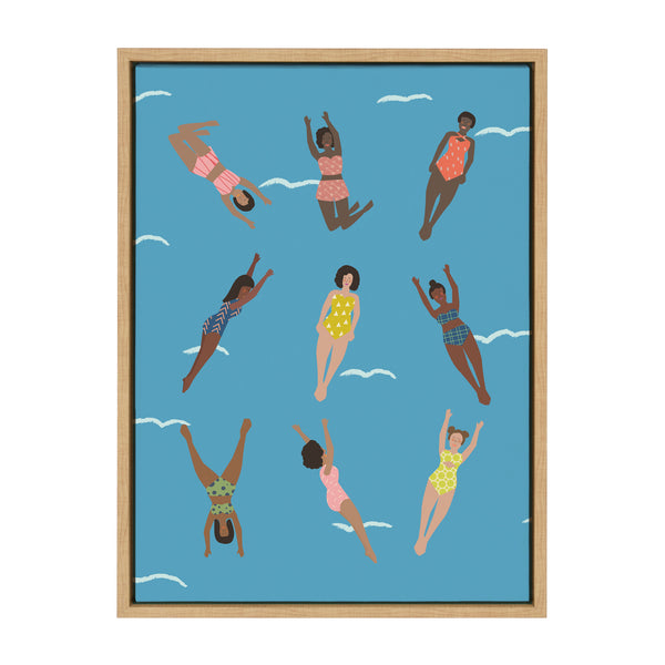 kate & laurel Sylvie Swimmers Framed Canvas by Queenbe Monyei