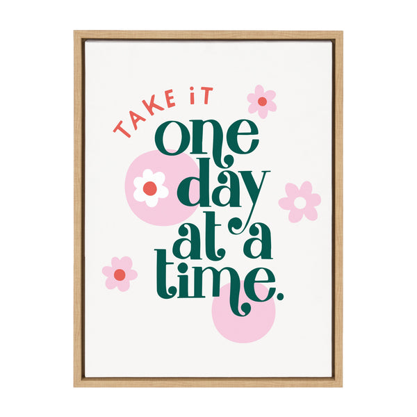 kate & laurel Sylvie Take It One Day At A Time Framed Canvas by Maria Filar