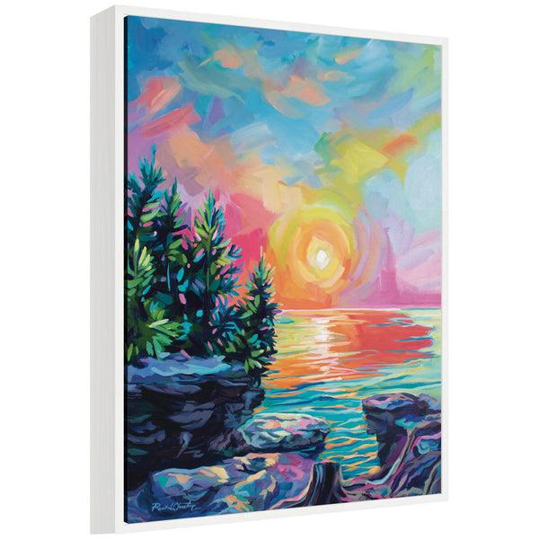 kate & laurel Sylvie Tangerine Sunrise Framed Canvas by Rachel Christopoulos