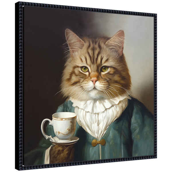 Kate & Laurel Sylvie Teacup Cat Framed Canvas By The Creative Bunch Studio