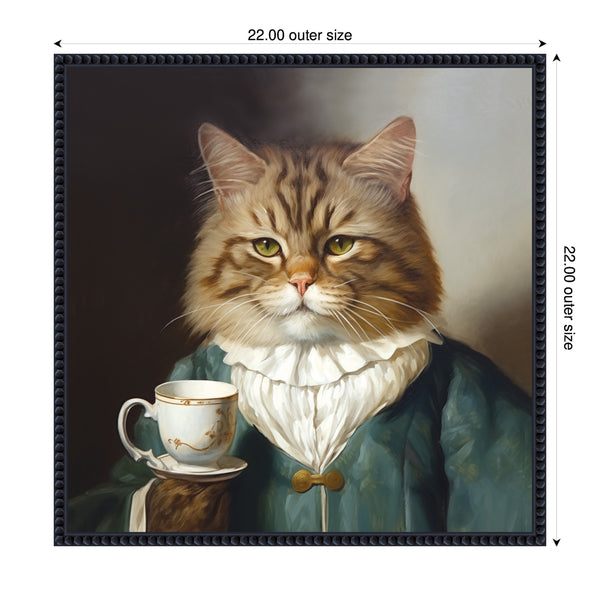 Kate & Laurel Sylvie Teacup Cat Framed Canvas By The Creative Bunch Studio