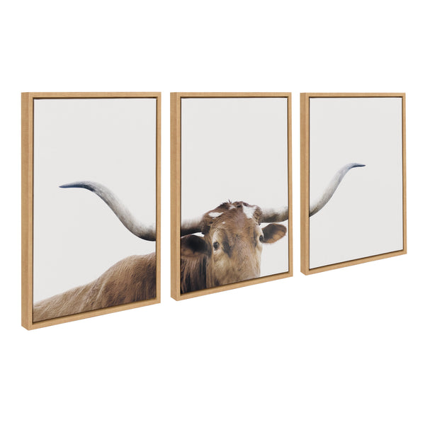 Kate & Laurel Sylvie Texas Longhorn 1 2 3 Framed Canvas By The Creative Bunch Studio