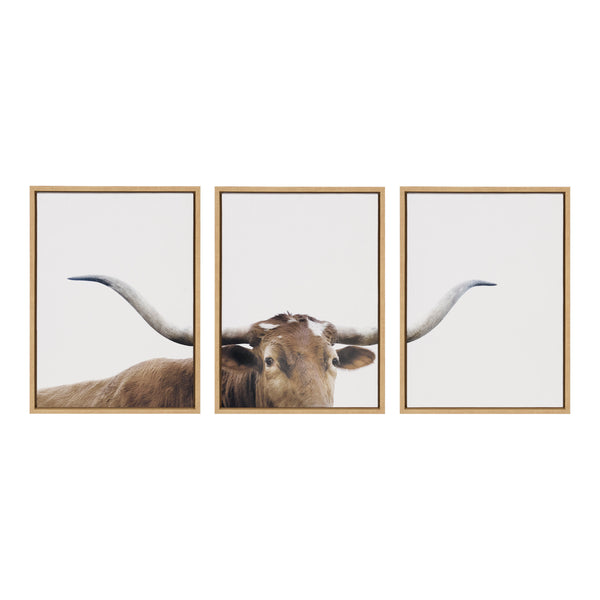 Kate & Laurel Sylvie Texas Longhorn 1 2 3 Framed Canvas By The Creative Bunch Studio