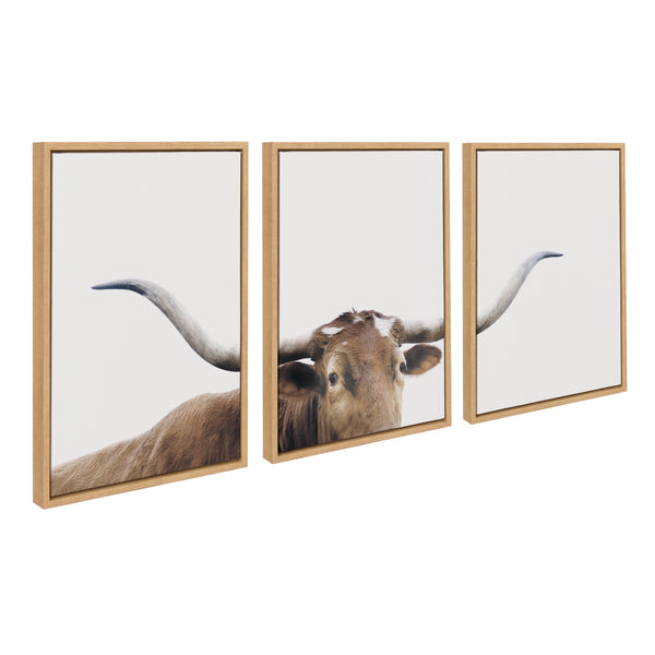 kate & laurel Sylvie Texas Longhorn 1 2 3 Framed Canvas by The Creative Bunch Studio