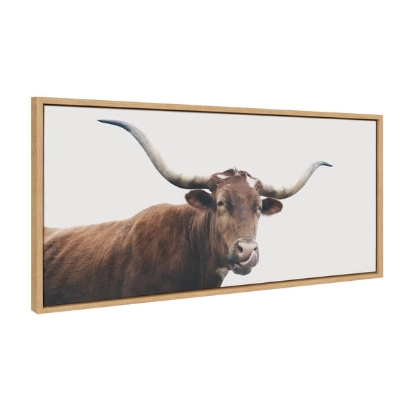 kate & laurel Sylvie Texas Longhorn Cow Lick Framed Canvas by The Creative Bunch Studio