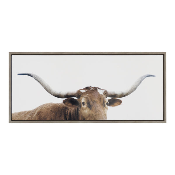 Kate & Laurel Sylvie Texas Longhorn Framed Canvas By The Creative Bunch Studio