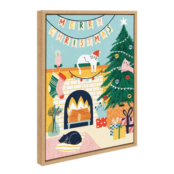 kate & laurel Sylvie TG Christmas Cats Framed Canvas by Tania García