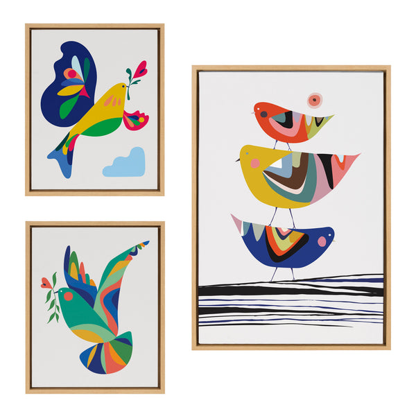 Kate & Laurel Sylvie The Family Tree Bird Of Peace And Peace Dove Framed Canvas Art Set By Rachel Lee Of My Dream Wall