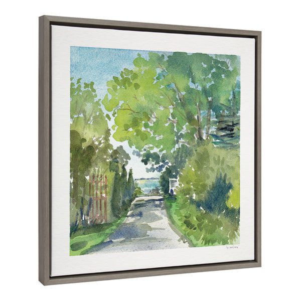 Kate & Laurel Sylvie The Lane And Sea Framed Canvas By Patricia Shaw