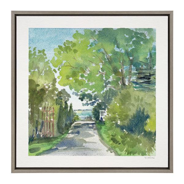 Kate & Laurel Sylvie The Lane And Sea Framed Canvas By Patricia Shaw