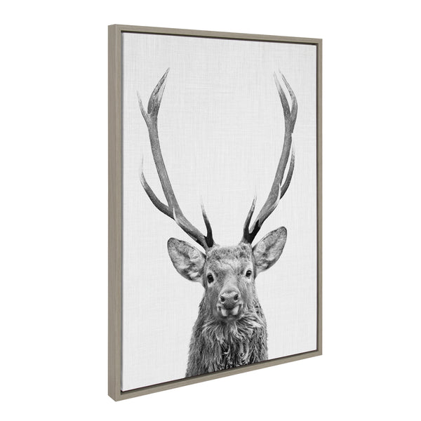 Kate & Laurel Sylvie The Red Deer BW Framed Canvas By Simon Te Of Tai Prints