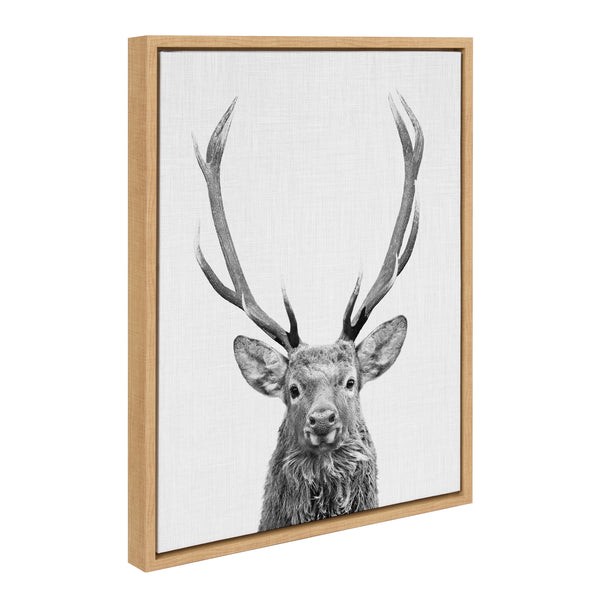 kate & laurel Sylvie The Red Deer BW Framed Canvas by Simon Te of Tai Prints