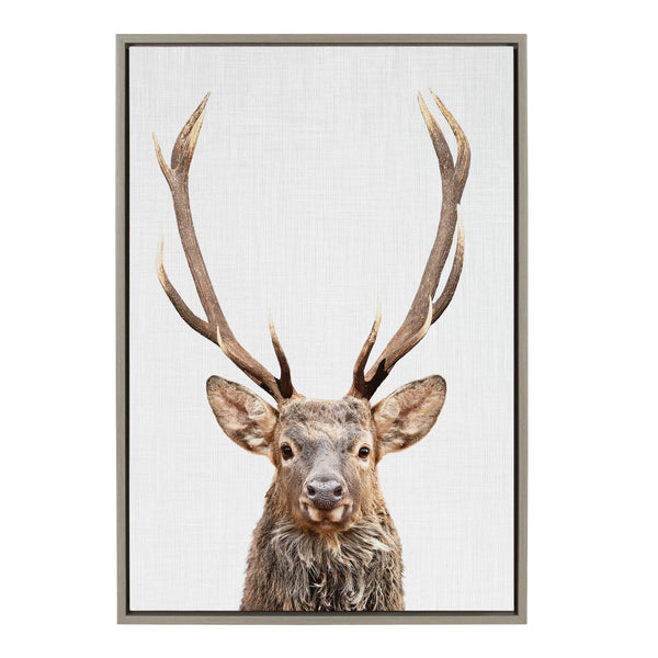 Kate & Laurel Sylvie The Red Deer Color Framed Canvas By Simon Te Of Tai Prints
