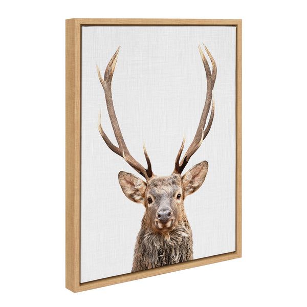 kate & laurel Sylvie The Red Deer Color Framed Canvas by Simon Te of Tai Prints