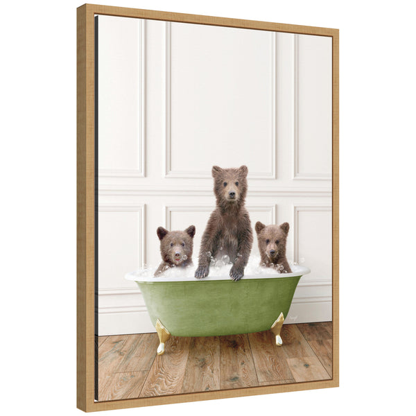 kate & laurel Sylvie Three Bear Cubs in Transitional Bathtub Framed Canvas by Amy Peterson