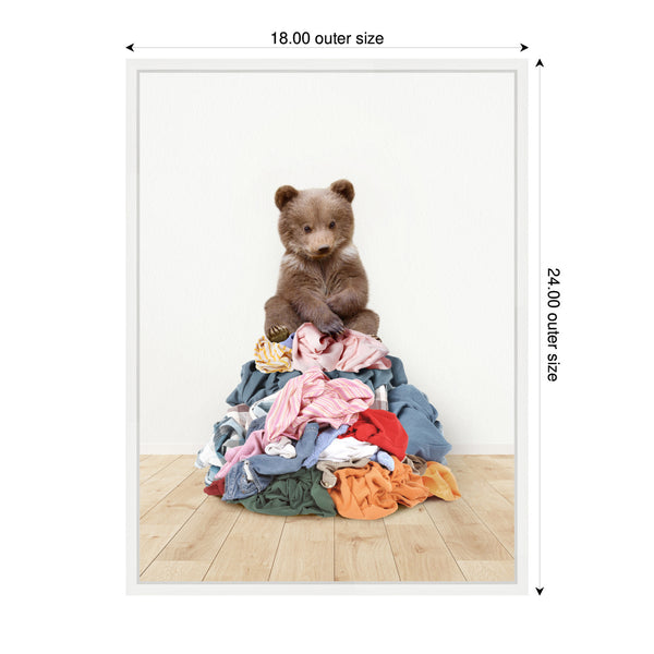 Kate & Laurel Sylvie Three Bears On Laundry Pile Framed Canvas By Amy Peterson