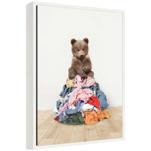 kate & laurel Sylvie Three Bears On Laundry Pile Framed Canvas by Amy Peterson