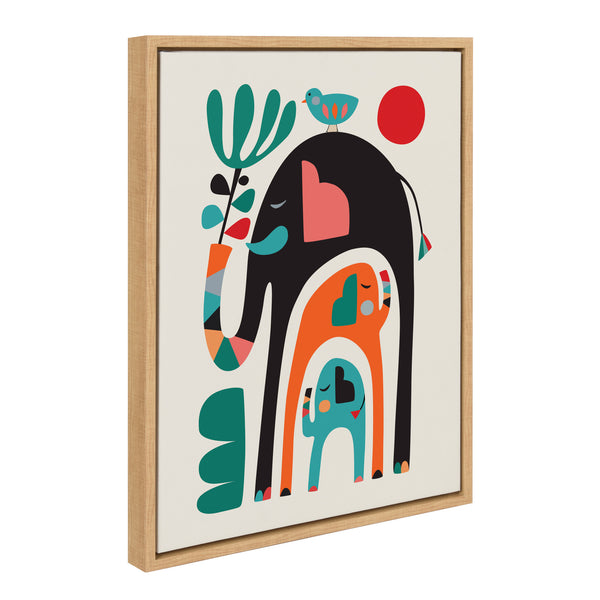 Kate & Laurel Sylvie Three Elephants Framed Canvas By Rachel Lee