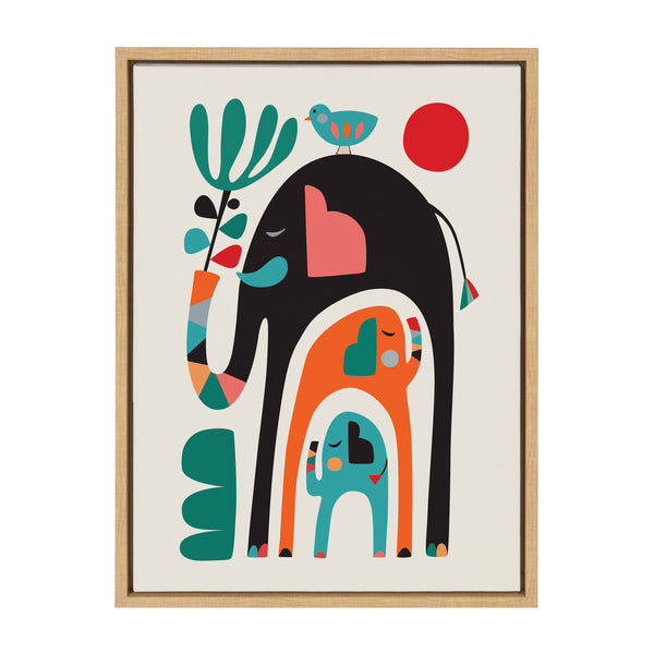 kate & laurel Sylvie Three Elephants Framed Canvas by Rachel Lee