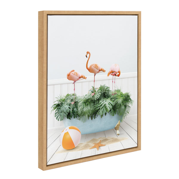 kate & laurel Sylvie Three Flamingos Beach House Bath Framed Canvas by Amy Peterson