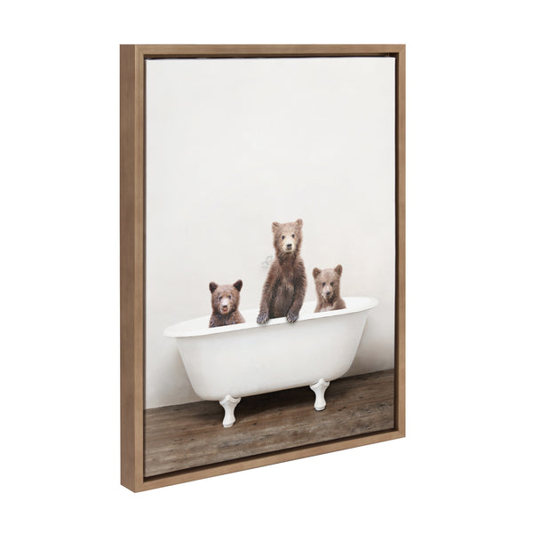 Kate & Laurel Sylvie Three Little Bears In Vintage Bathtub Framed Canvas By Amy Peterson Art Studio