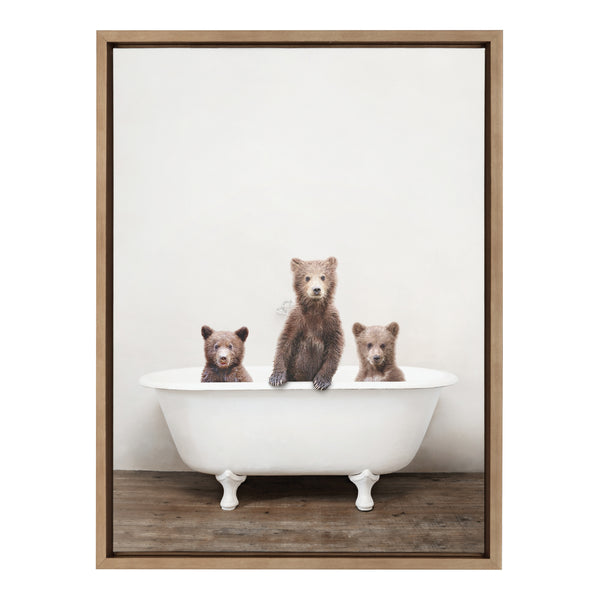 Kate & Laurel Sylvie Three Little Bears In Vintage Bathtub Framed Canvas By Amy Peterson Art Studio