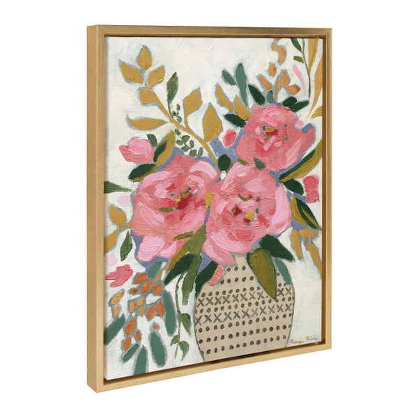 Kate & Laurel Sylvie Three Pink Peonies Framed Canvas By Mackenzie Nelson