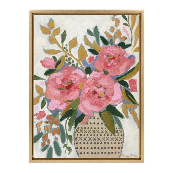 Kate & Laurel Sylvie Three Pink Peonies Framed Canvas By Mackenzie Nelson