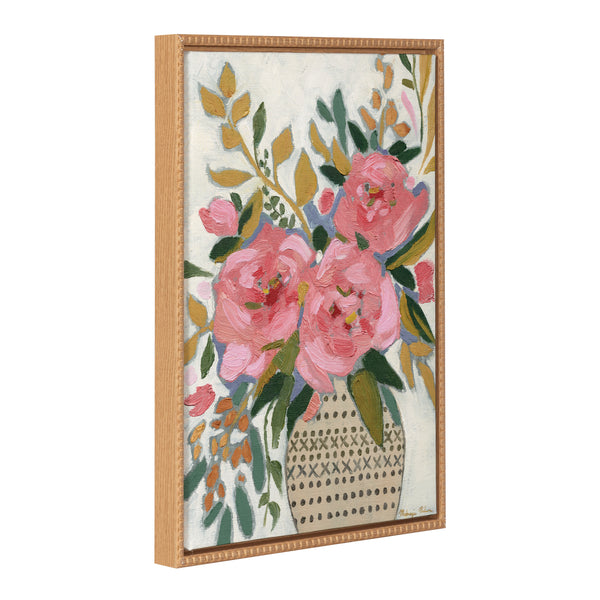 kate & laurel Sylvie Three Pink Peonies Framed Canvas by Mackenzie Nelson