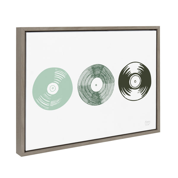 Kate & Laurel Sylvie Three Records Framed Canvas By Statement Goods