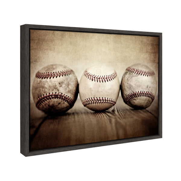 Kate & Laurel Sylvie Three Vintage Baseballs Framed Canvas By Shawn St. Peter