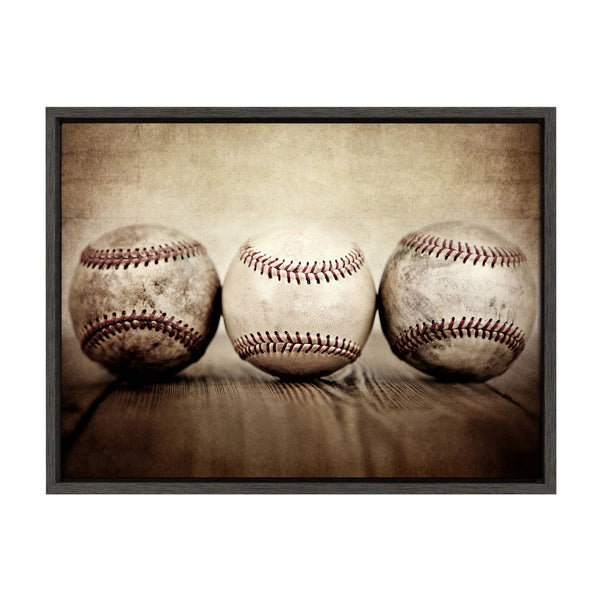 kate & laurel Sylvie Three Vintage Baseballs Framed Canvas by Shawn St. Peter
