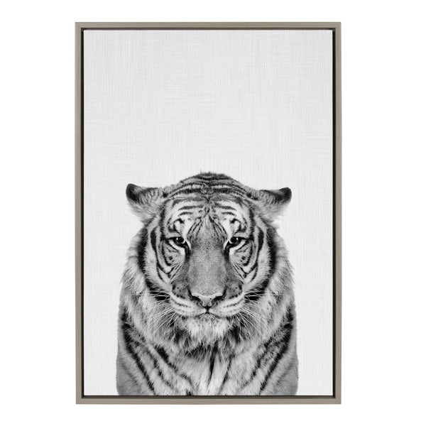 kate & laurel Sylvie Tiger Framed Canvas by Simon Te of Tai Prints