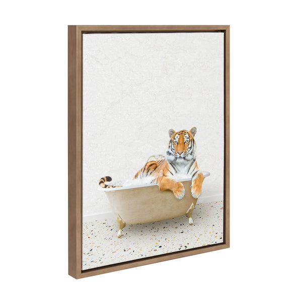 Kate & Laurel Sylvie Tiger In Terrazzo Bath Framed Canvas By Amy Peterson Art Studio