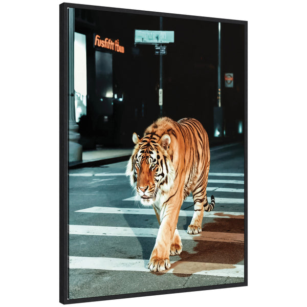 kate & laurel Sylvie Tiger in the City at Night 2 Framed Canvas by Michael Schauer