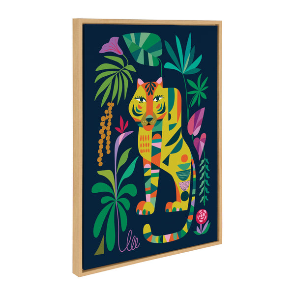 Kate & Laurel Sylvie Tiger In The Forest Framed Canvas By Rachel Lee