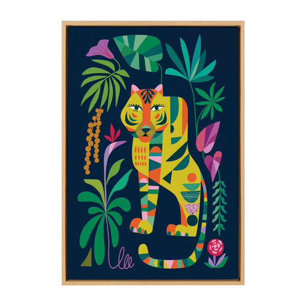 Kate & Laurel Sylvie Tiger In The Forest Framed Canvas By Rachel Lee
