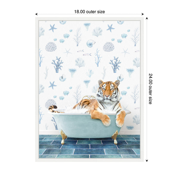 Kate & Laurel Sylvie Tiger In Under The Sea Bathtub Framed Canvas By Amy Peterson